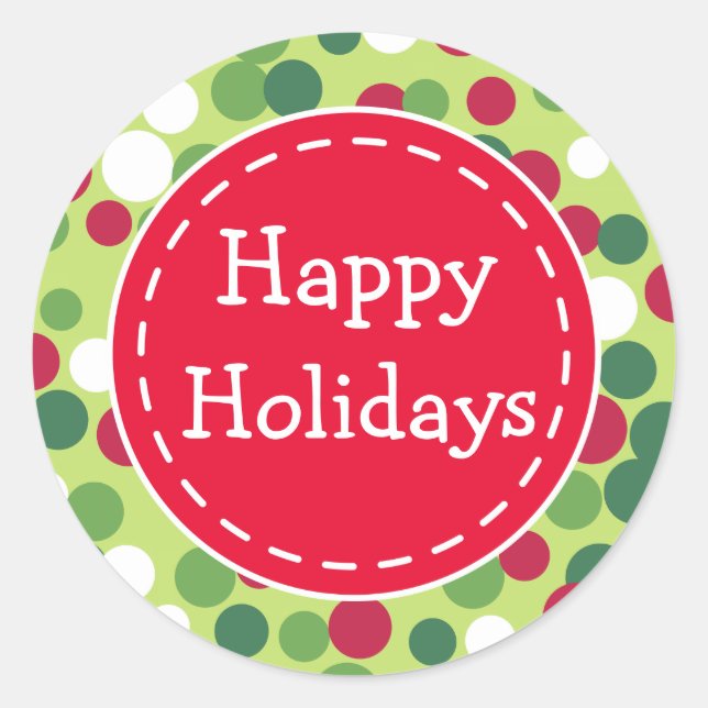 Adesivo Redondo Vinhetas Festivas Retro Natal Feliz (Frente)