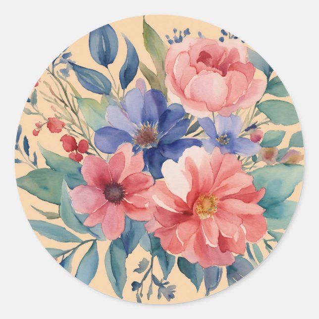 Adesivo Redondo Vinhetas Florais Elegantes (Frente)