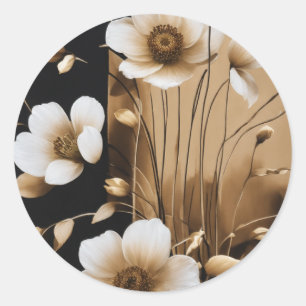Adesivo Redondo Vinhetas Florais Elegantes