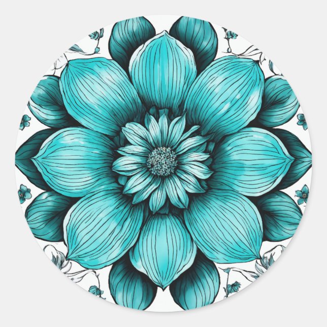 Adesivo Redondo Vinhetas Florais Elegantes (Frente)