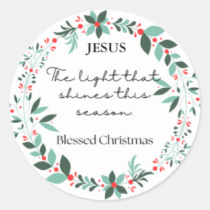 Adesivo Redondo Vinhetas florais verdes de Natal