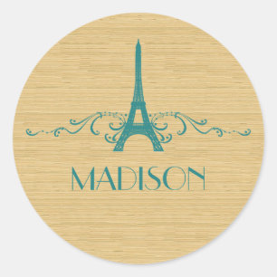 Adesivo Redondo Vinhetas Flouradas Francesas Teais