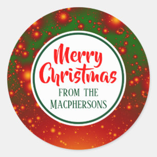 Adesivo Redondo Vinhetas Fractais de Natal Festivas (Círculo Verde