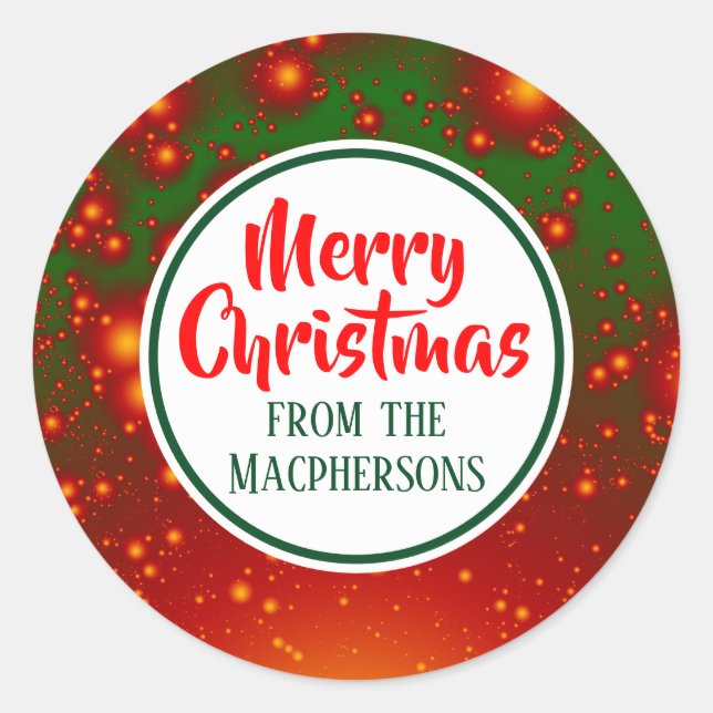 Adesivo Redondo Vinhetas Fractais de Natal Festivas (Círculo Verde (Frente)