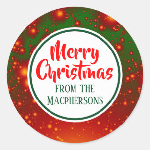 Adesivo Redondo Vinhetas Fractais de Natal Festivas (Círculo Verde