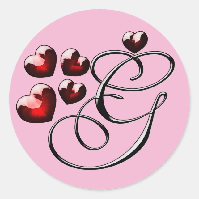 Adesivo Redondo vinhetas G iniciais de monograma (Frente)