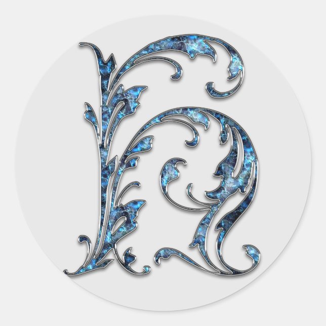 Adesivo Redondo vinhetas H iniciais monograma (Frente)