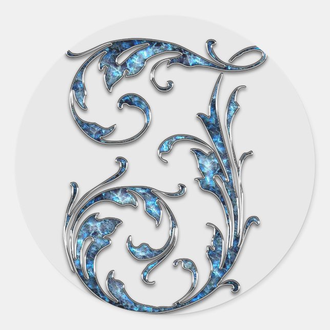 Adesivo Redondo vinhetas iniciais do monograma (Frente)