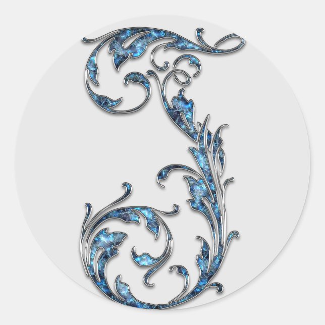 Adesivo Redondo vinhetas J iniciais monograma (Frente)