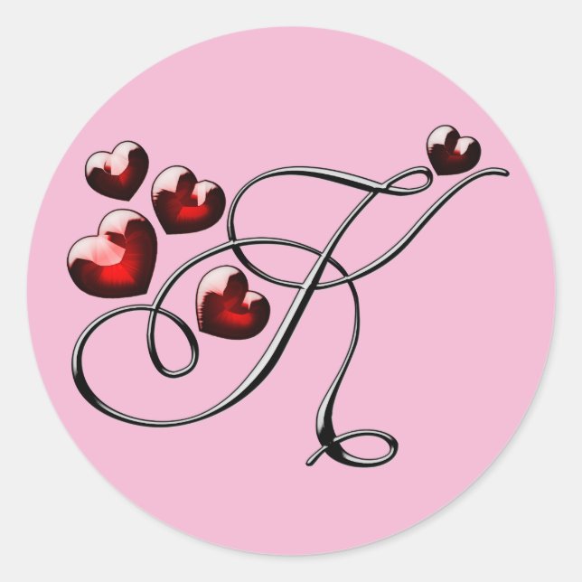 Adesivo Redondo vinhetas K iniciais monograma (Frente)