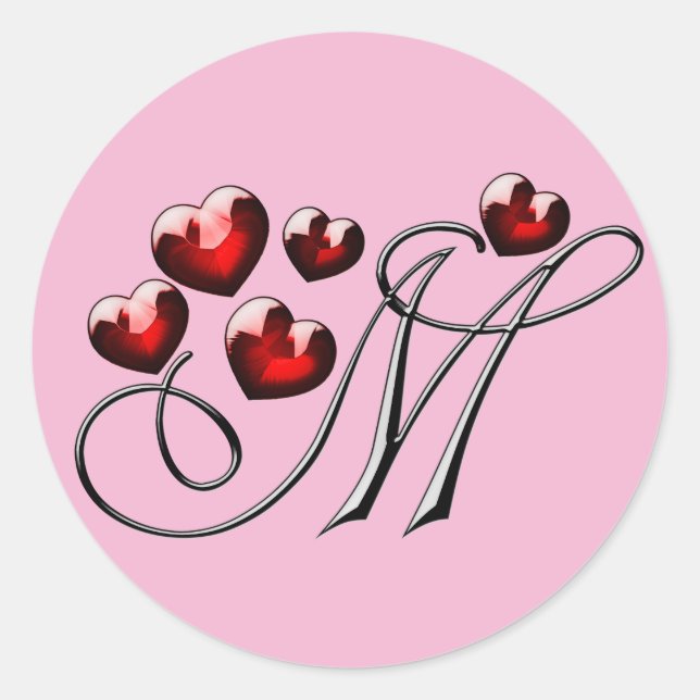 Adesivo Redondo vinhetas M iniciais monograma (Frente)