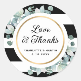 Adesivo Redondo Vinhetas Negras e Brancas de Casamento em Greenera