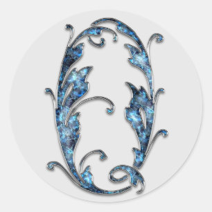 Adesivo Redondo vinhetas número 0 do monograma