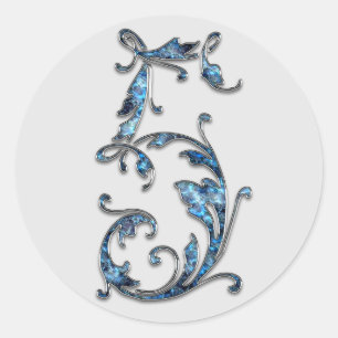 Adesivo Redondo vinhetas número 5 do monograma