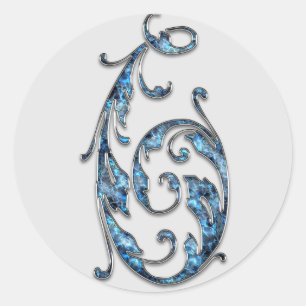 Adesivo Redondo vinhetas número 6 do monograma
