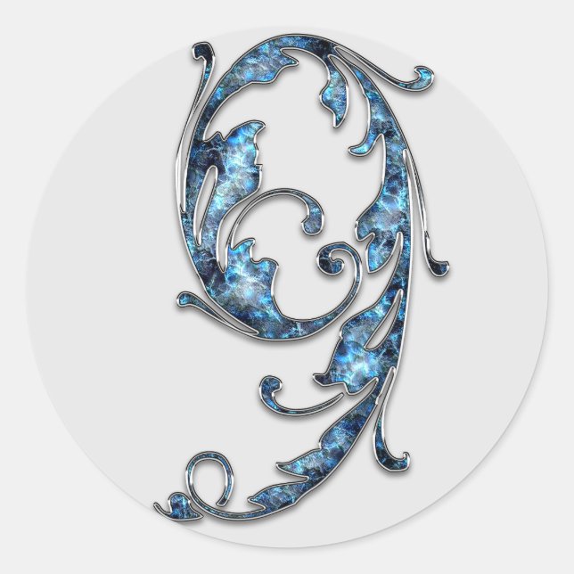 Adesivo Redondo vinhetas número 9 do monograma (Frente)