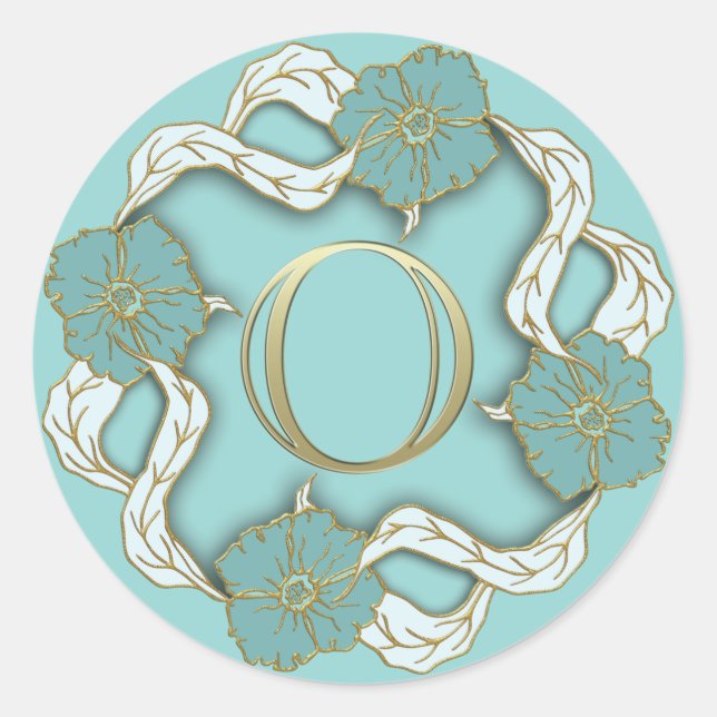 Adesivo Redondo vinhetas O iniciais de monograma (Frente)