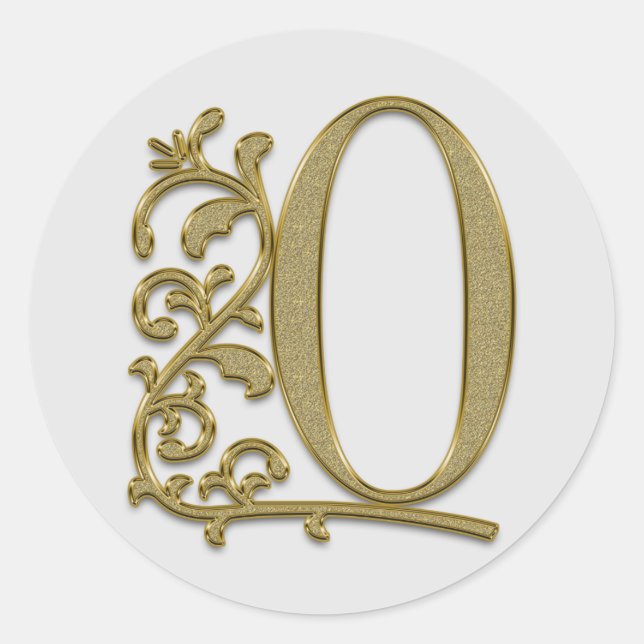 Adesivo Redondo vinhetas O iniciais de monograma (Frente)