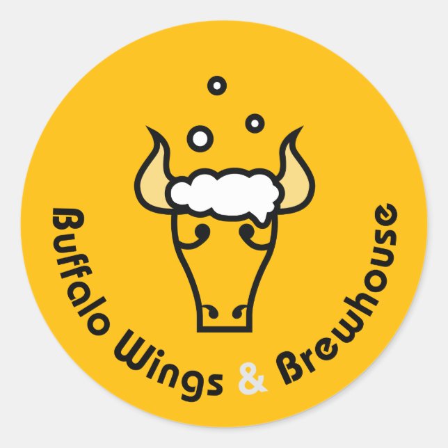 Adesivo Redondo Vinhetas oficiais de Buffalo Wings e Brewhouse (Frente)