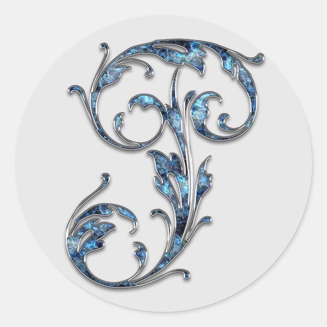 Adesivo Redondo vinhetas P iniciais monograma (Frente)