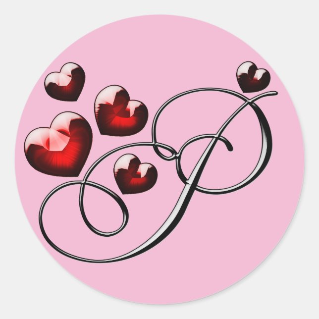 Adesivo Redondo vinhetas P iniciais monograma (Frente)