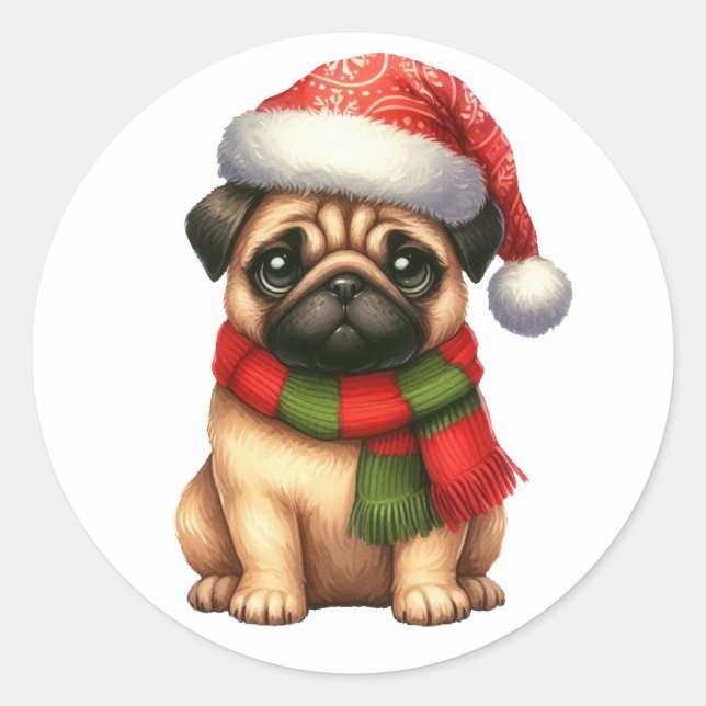 Adesivo Redondo Vinhetas para cães festivos (Frente)