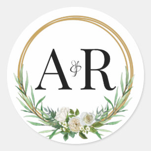Adesivo Redondo Vinhetas para Convite de Casamento