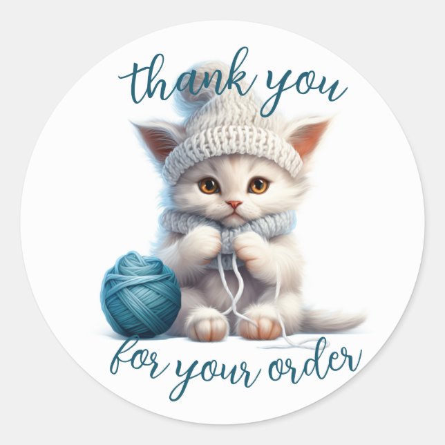 Adesivo Redondo vinhetas para embalagens de gatinhos para negócios (Frente)