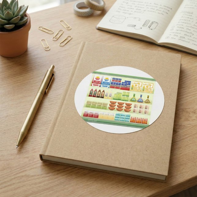 Adesivo Redondo Vinhetas para prateleiras de produtos de supermerc (Criador carregado)