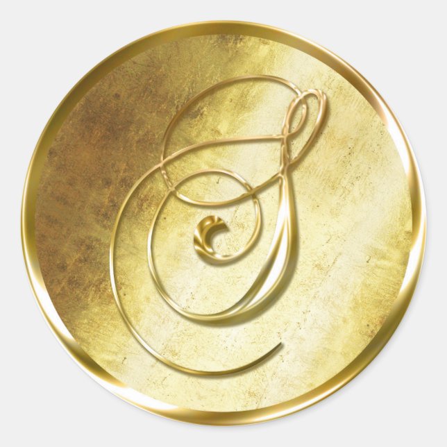 Adesivo Redondo Vinhetas para vedações de envelopes Dourados falso (Frente)