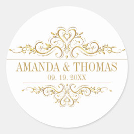 Adesivo Redondo Vinhetas Personalizadas de Casamento de Quadro Ele