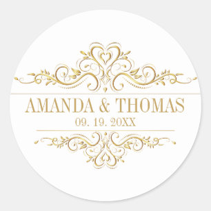 Adesivo Redondo Vinhetas Personalizadas de Casamento de Quadro Ele