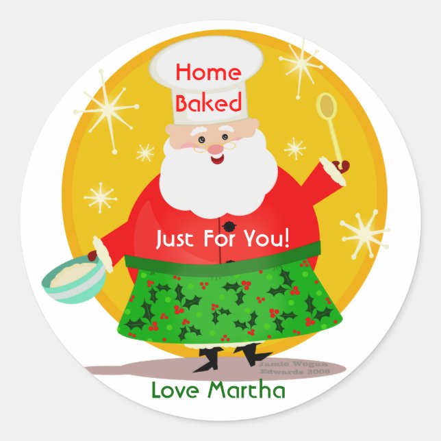 Adesivo Redondo Vinhetas Personalizadas de Natal de Papais noeis (Frente)