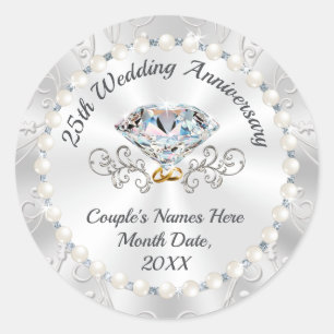 Adesivo Redondo Vinhetas personalizadas do partido Anniversário do