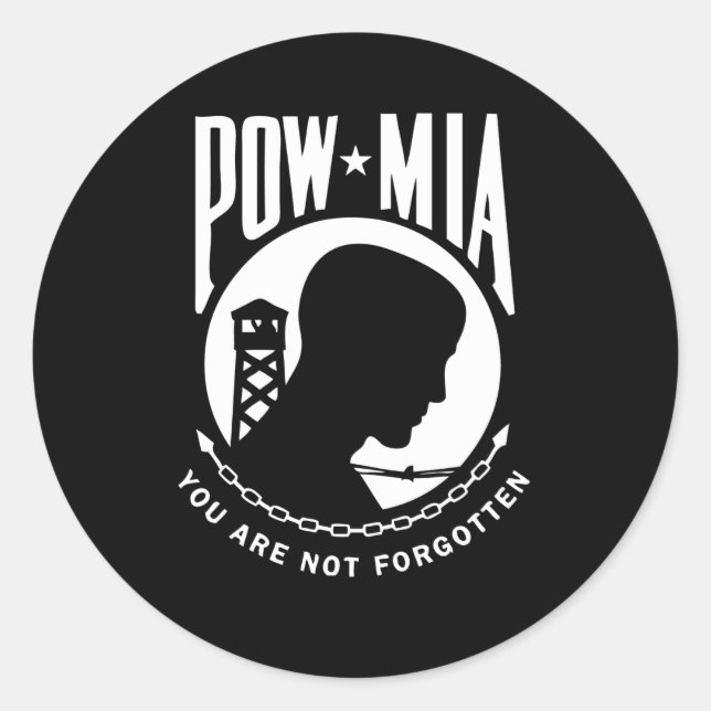 Adesivo Redondo Vinhetas POW MIA (Frente)