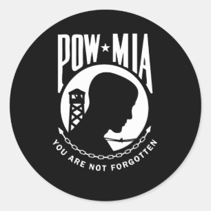 Adesivo Redondo Vinhetas POW MIA