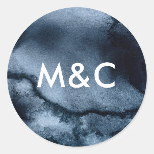 Adesivo Redondo Vinhetas pretas de monograma