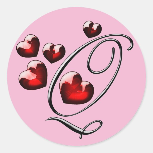 Adesivo Redondo vinhetas Q iniciais do monograma (Frente)