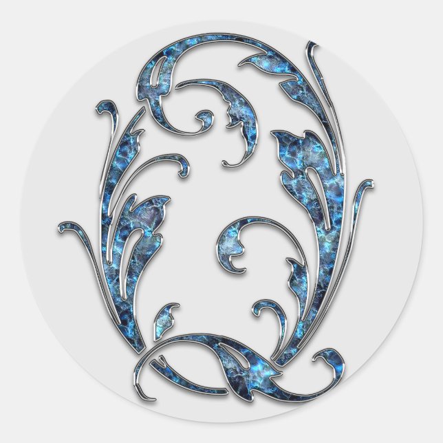 Adesivo Redondo vinhetas Q iniciais do monograma (Frente)