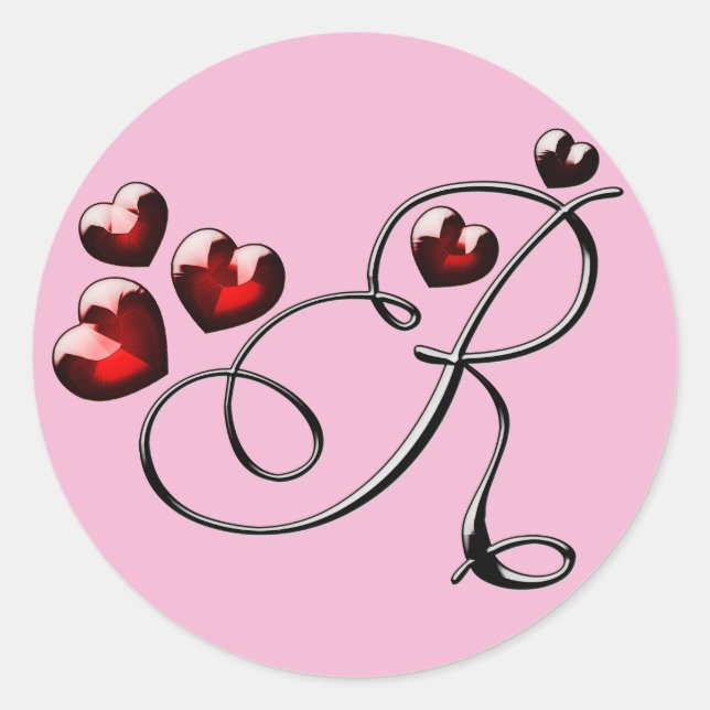 Adesivo Redondo vinhetas R iniciais monograma (Frente)