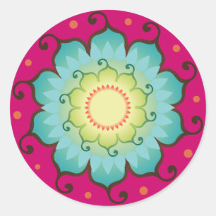 Adesivo Redondo Vinhetas Radiantes de Lotus
