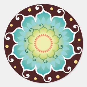 Adesivo Redondo Vinhetas Radiantes de Lotus