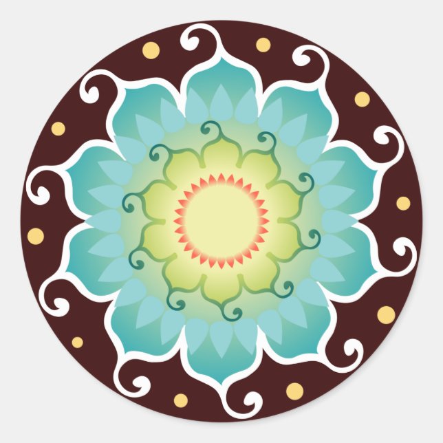 Adesivo Redondo Vinhetas Radiantes de Lotus (Frente)