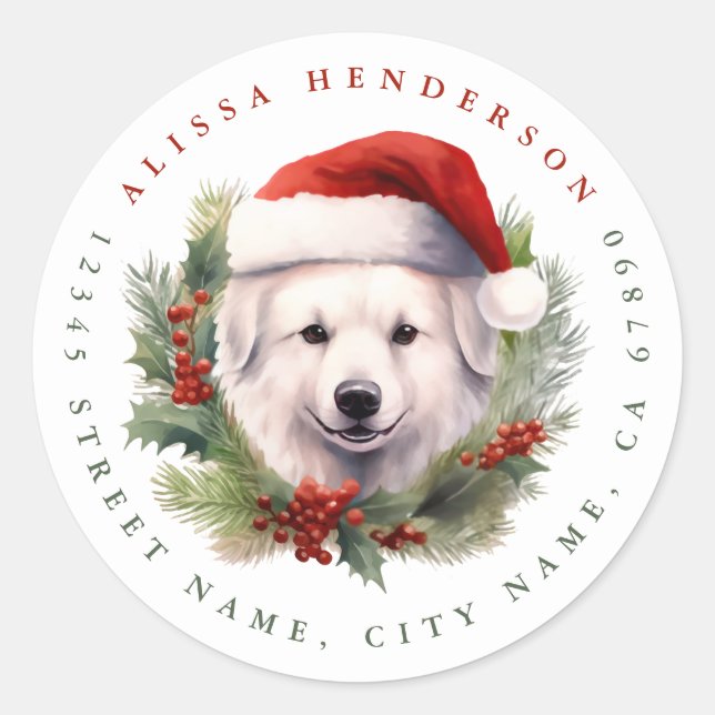 Adesivo Redondo Vinhetas Redondas de Cães de Natal (Frente)