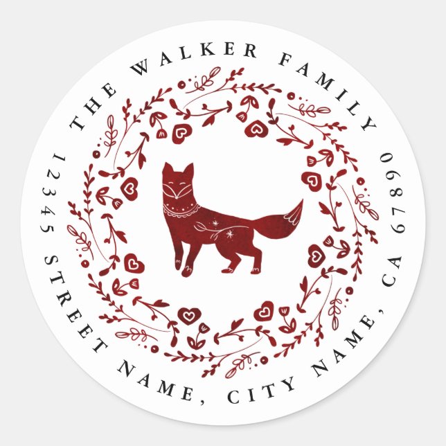 Adesivo Redondo Vinhetas Redondas de Fox de Natal (Frente)