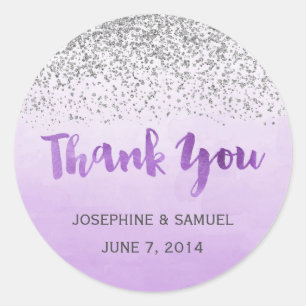 Adesivo Redondo Vinhetas redondas de serralharia, prateadas e roxa