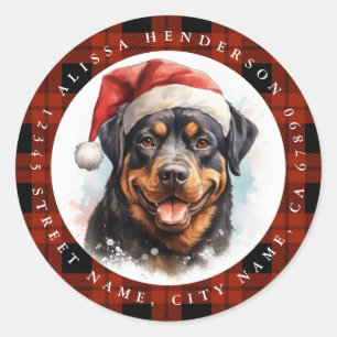 Adesivo Redondo Vinhetas redondas do Rottweiler de Natal
