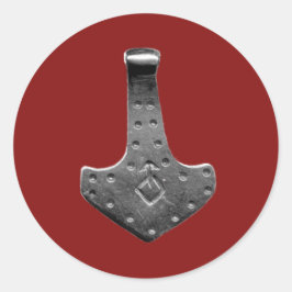 Adesivo Redondo Vinhetas redondas largas vermelhas Thor Hammer