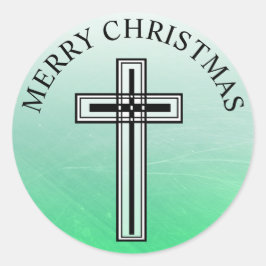 Adesivo Redondo Vinhetas Religiosas da Cruz Verde e Negra