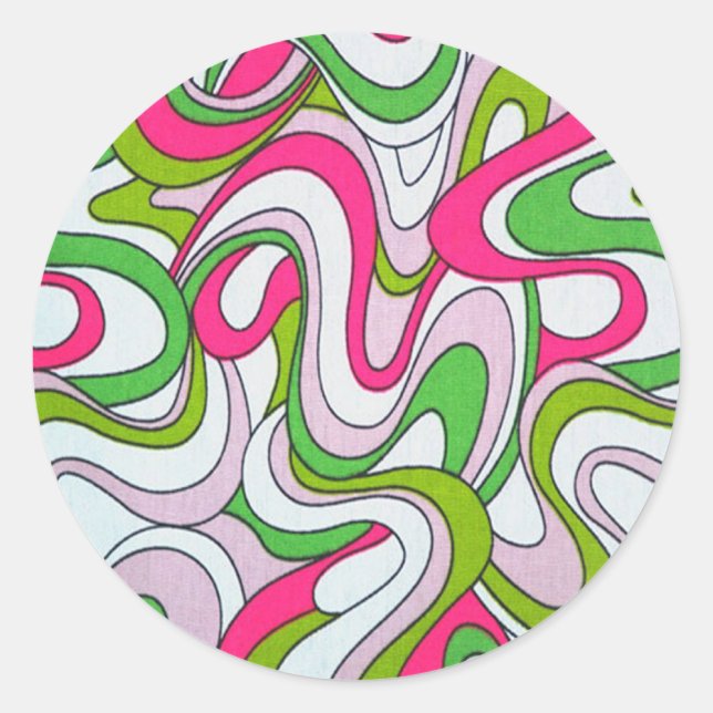 Adesivo Redondo Vinhetas Retro Funky (Frente)